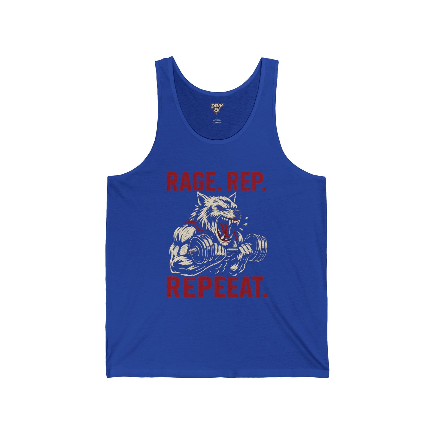 Rage Rep Repeat Wolf Tank | Savage Gym Energy | Beast Mode Workout Tee