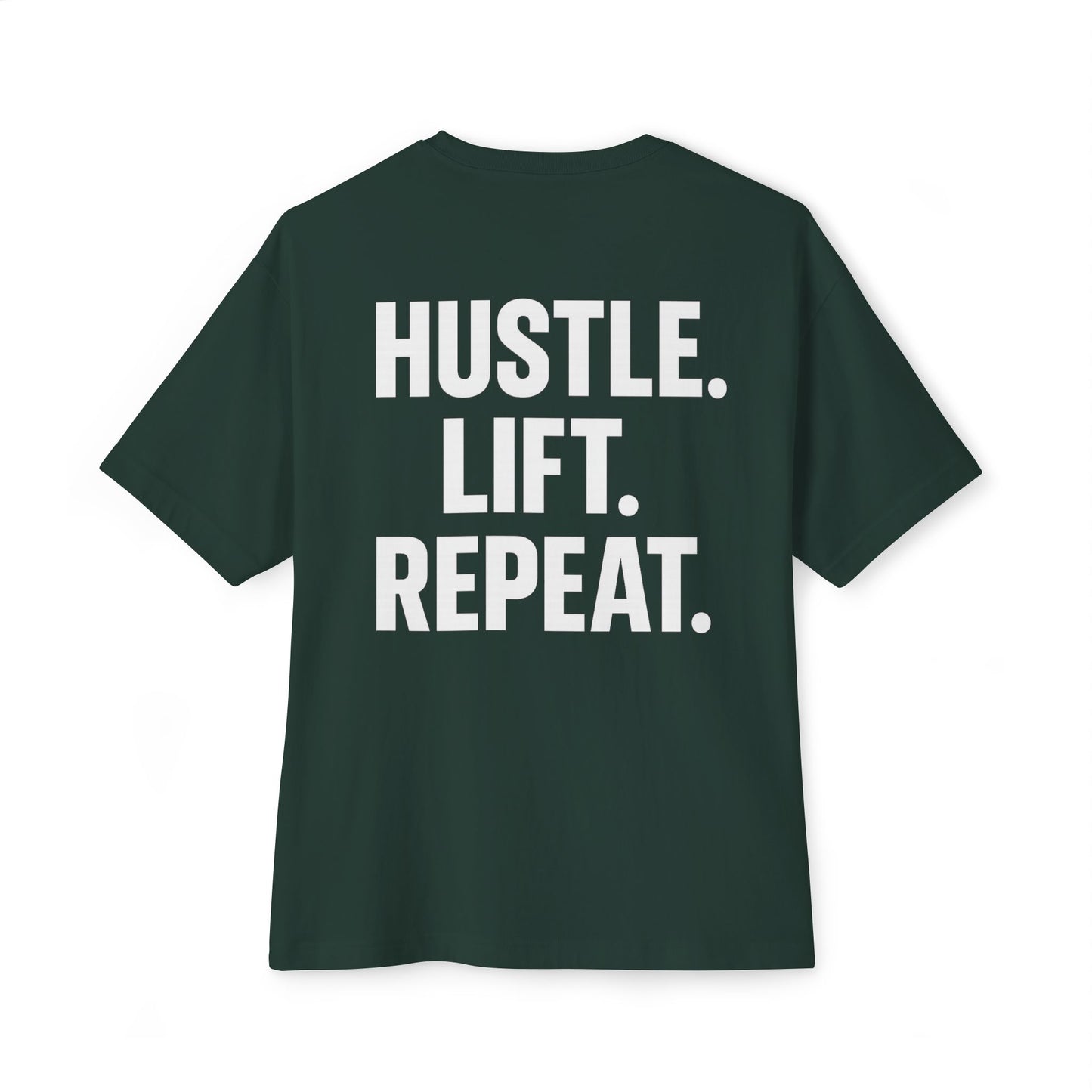 Oversized Gym T-Shirt - Hustle Lift Repeat | Heavyweight Lifter Tee