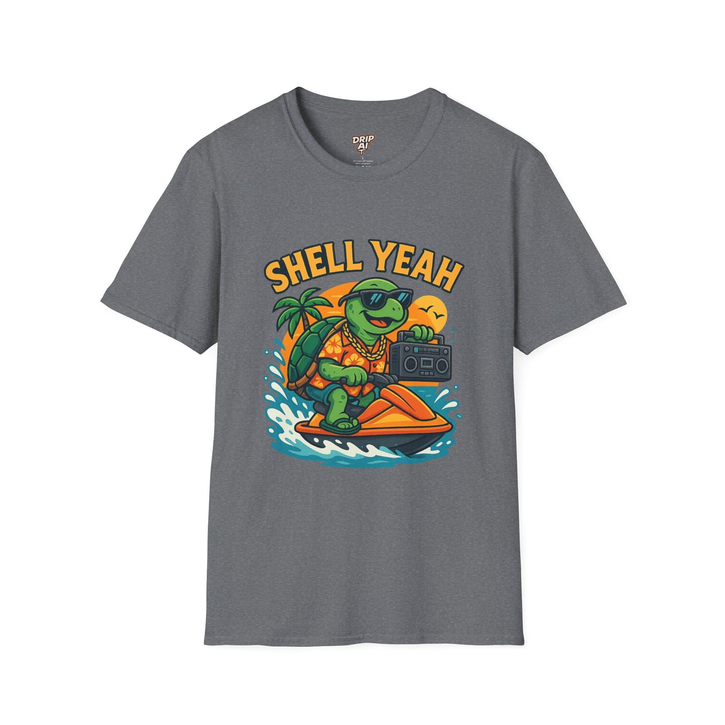 Shell Yeah Turtle T-Shirt โ Funny Summer Tee for Beach Days & Jet Ski Vibes