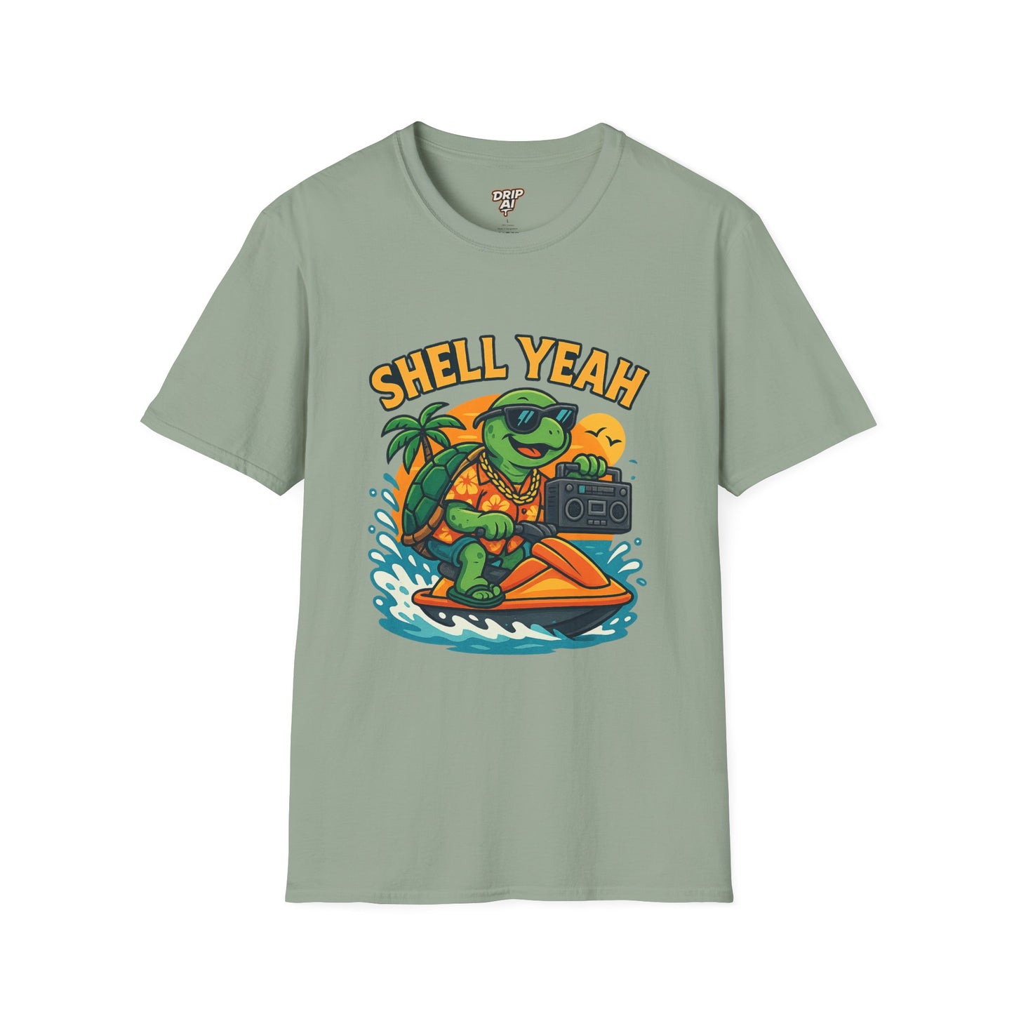 Shell Yeah Turtle T-Shirt โ Funny Summer Tee for Beach Days & Jet Ski Vibes