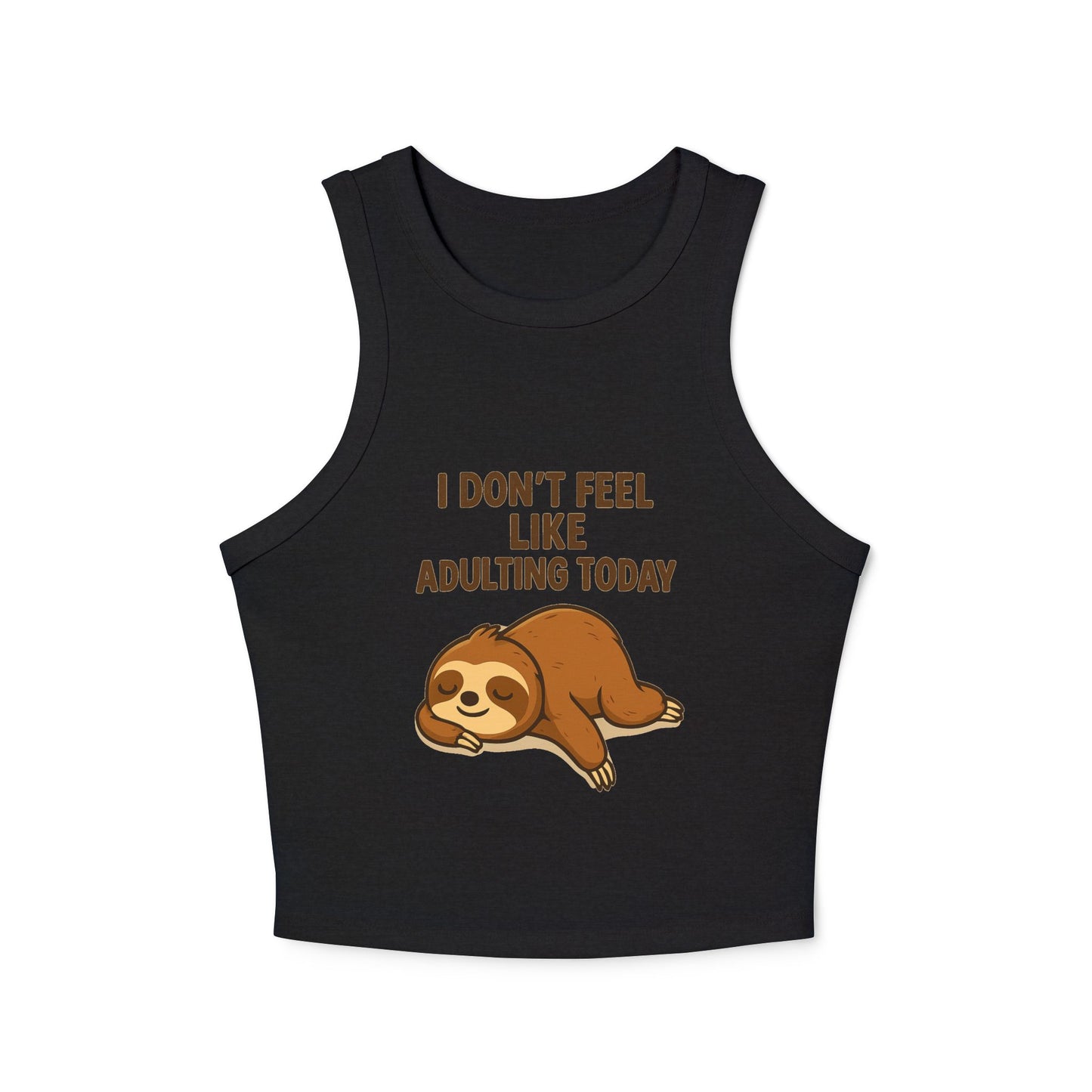Sloth Ribbed Tank Top – I Don’t Feel Like Adulting Today | Funny Lazy Day Shirt