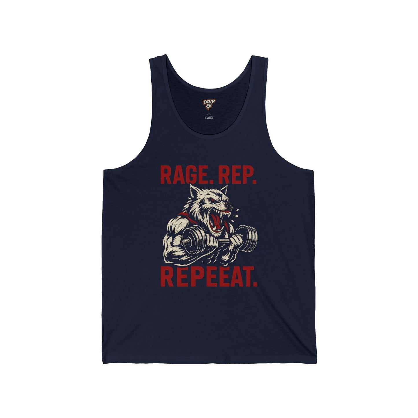 Rage Rep Repeat Wolf Tank | Savage Gym Energy | Beast Mode Workout Tee