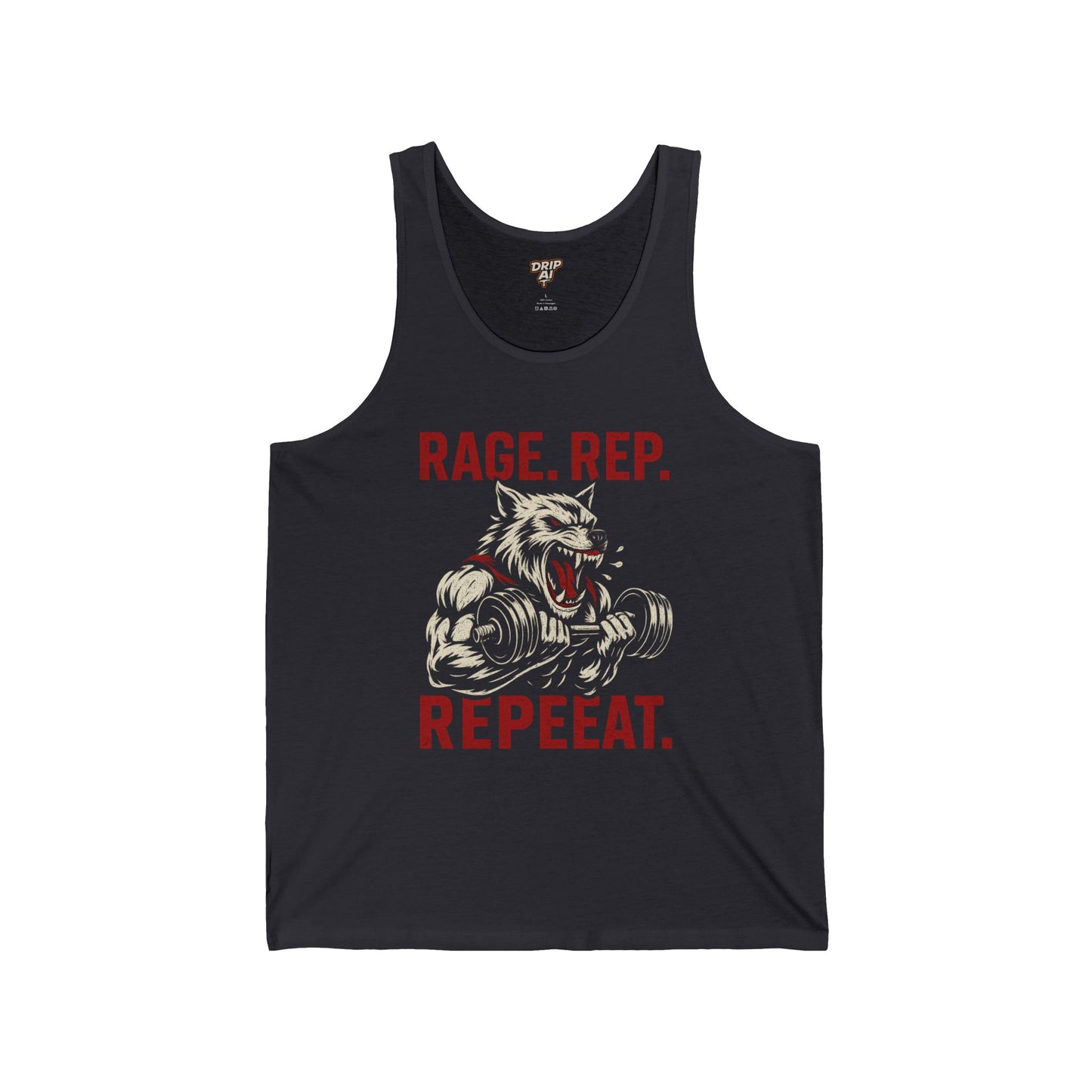 Rage Rep Repeat Wolf Tank | Savage Gym Energy | Beast Mode Workout Tee