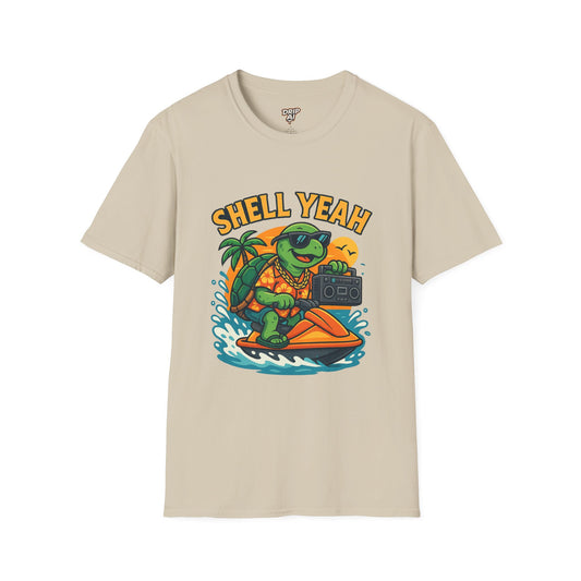 Shell Yeah Turtle T-Shirt – Funny Summer Tee for Beach Days & Jet Ski Vibes