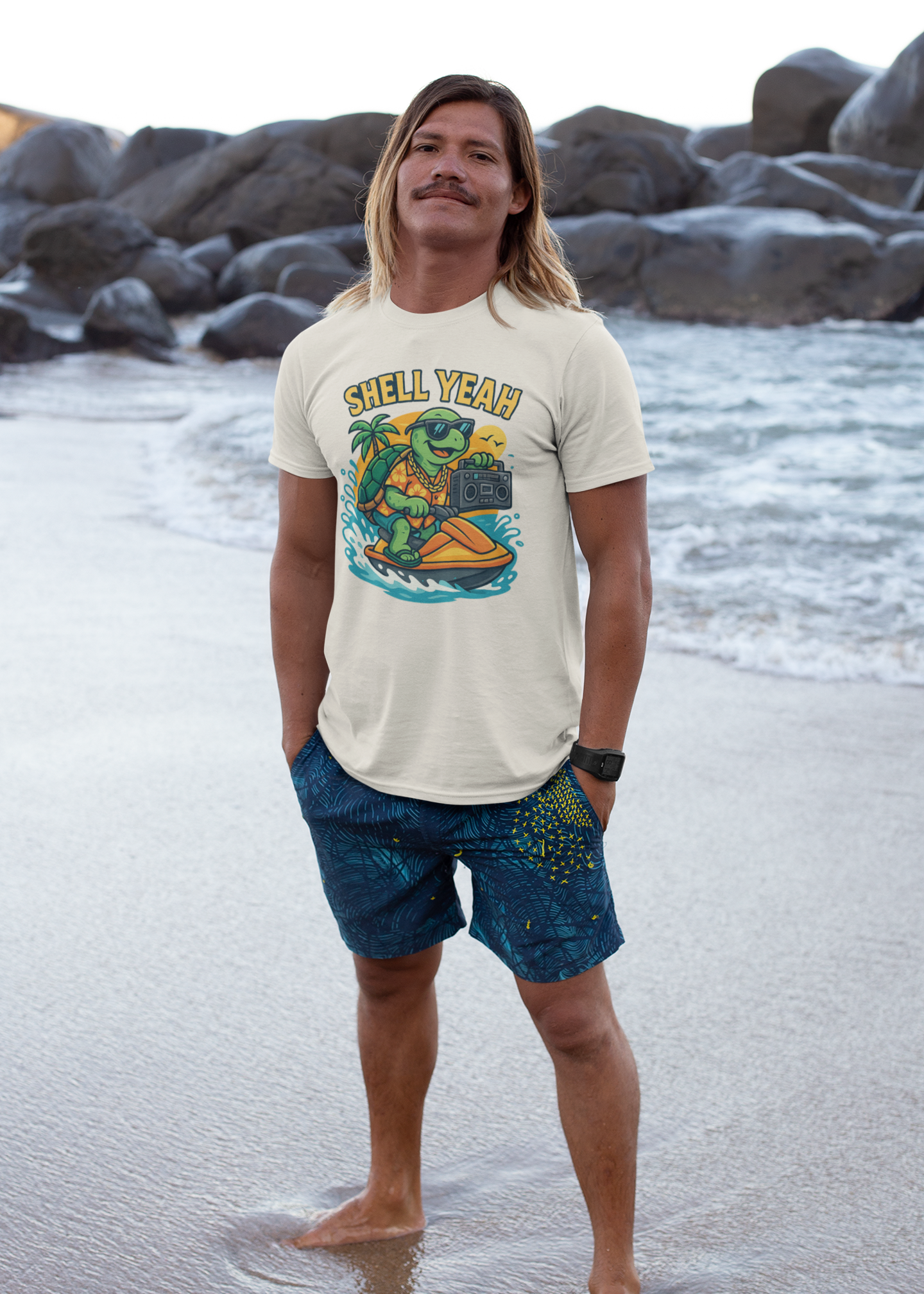 Shell Yeah Turtle T-Shirt – Funny Summer Tee for Beach Days & Jet Ski Vibes